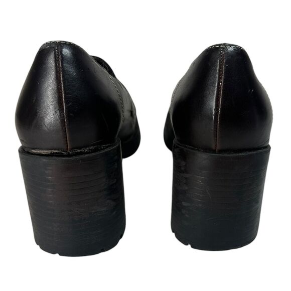 Vintage Lei Heels Brown Platform Ankle Chunky Y2K 90s Oxfords 8.5 *READ Damage* - Picture 3 of 9